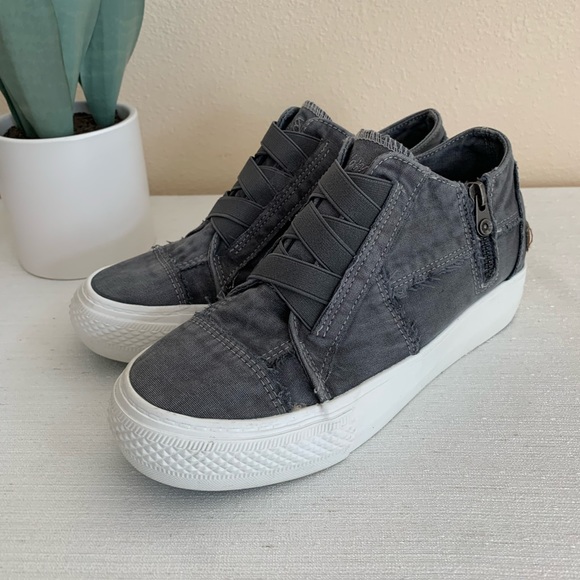 Blowfish Malibu Mamba Gray Washed Canvas Platform Sneakers Woman’s 8.5 - Picture 6 of 14